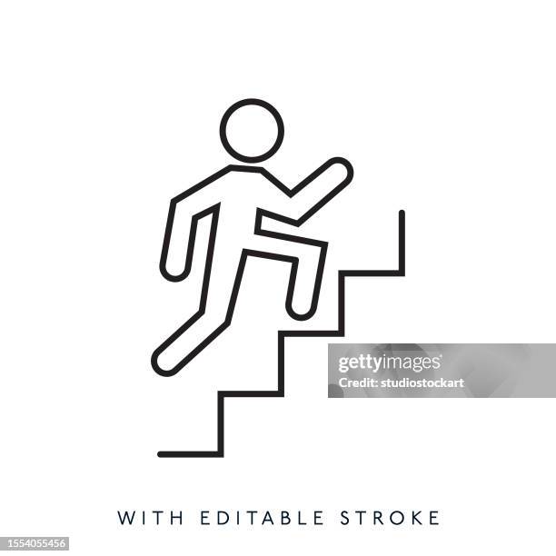 step up vector icon design. editable stroke - teacher empty classroom stock illustrations