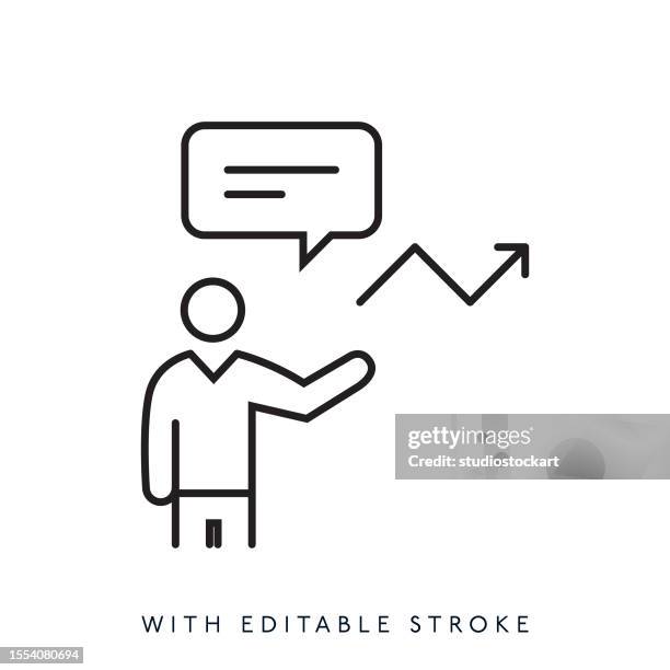 presenter business people line icon editable stroke - corporate board room empty stock illustrations