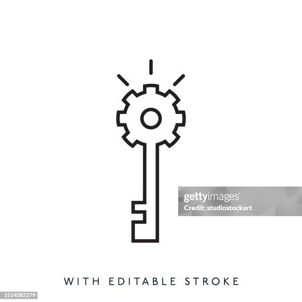 illustrazioni stock, clip art, cartoni animati e icone di tendenza di traccia modificabile dell'icona della linea chiave - tasto-di-computer