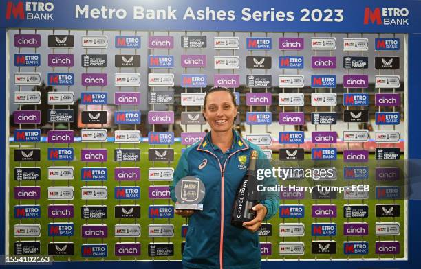 Ashleigh Gardner of Australia poses after being named the Australia Women's Player of the Ashes following the Women's Ashes 3rd We Got Game ODI match...