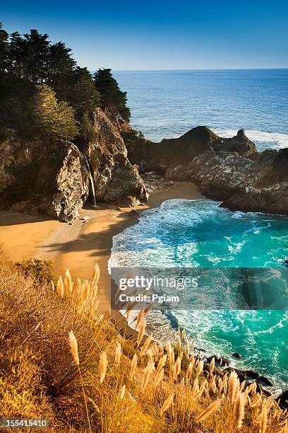 mcway falls, julia pfeiffer state park, big sur, california, usa - city of monterey californië stockfoto's en -beelden