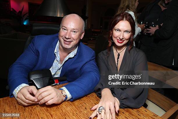 Billionaire Oleg Boyko and Cinema Fund's Elena Vladislavovna Romanova at The Russian Cinema Fund Cocktail Reception At The American Film Market at...