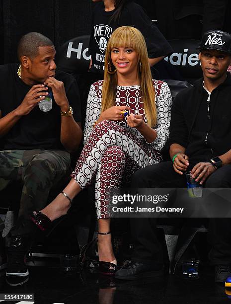 Beyonce Knowles attends Toronto Raptors vs Brooklyn Nets game at Barclays Center on November 3, 2012 in Brooklyn, New York.