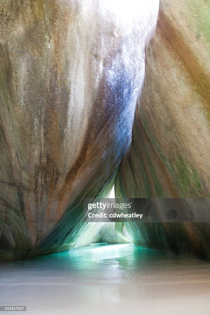 Natural pool in a cave at The Baths, Virgin Gorda