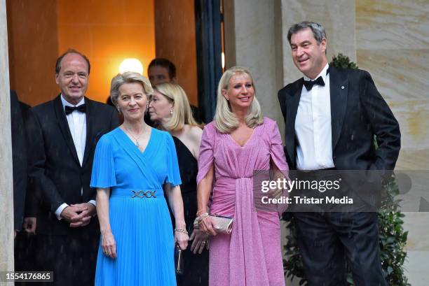 Ursula von der Leyen, her husband Heiko von der Leyen, Markus Söder and his wife Karin Baumüller-Söder attend premiere of "Parsifal" to open the...