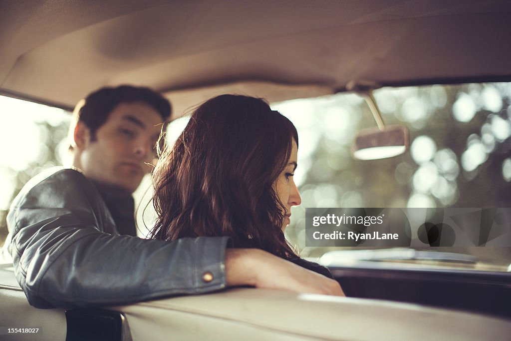 Car Vintage Interior Couple Conflict