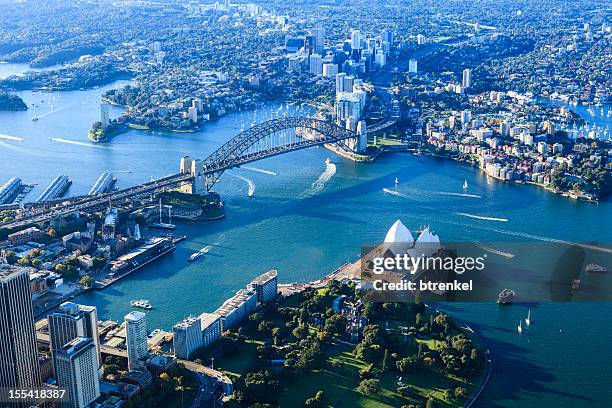 panorama del porto di sydney - porto di sydney foto e immagini stock