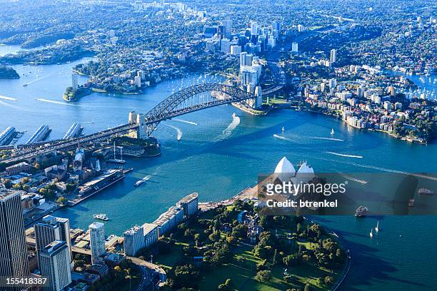 sydney harbor panorama - sydney stock pictures, royalty-free photos & images