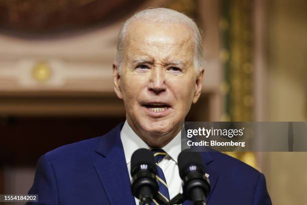President Joe Biden speaks before signing a proclamation to establish the Emmett Till and Mamie Till-Mobley National Monument in the Indian Treaty...
