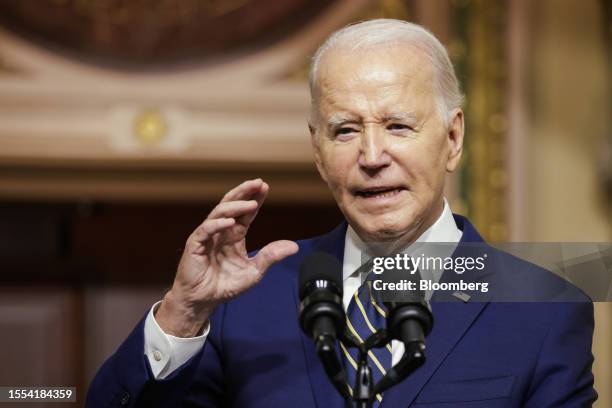 President Joe Biden speaks before signing a proclamation to establish the Emmett Till and Mamie Till-Mobley National Monument in the Indian Treaty...