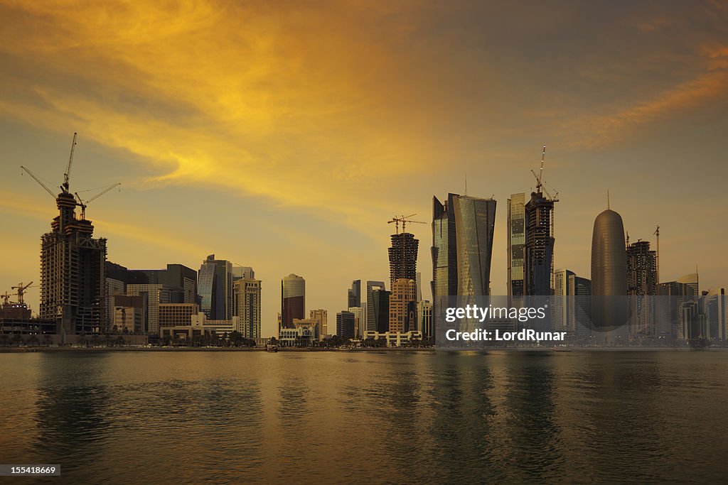 Doha skyline at sunset