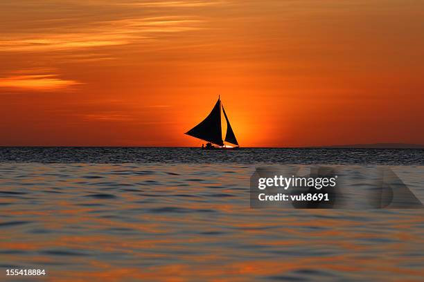 beautiful sunset - sailboat silhouette stock pictures, royalty-free photos & images