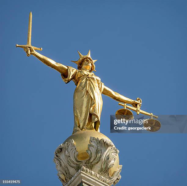 statue of lady justice - old bailey stock pictures, royalty-free photos & images