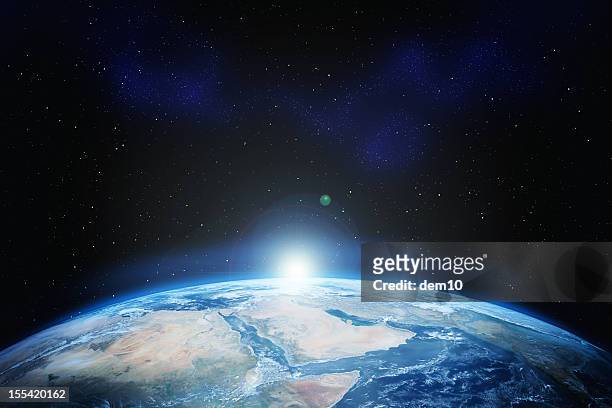 earth with stars - copy space stock pictures, royalty-free photos & images