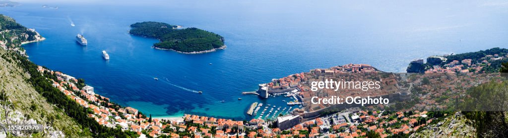 Panorama von Dubrovnik und die Insel Lokrum, Kroatien