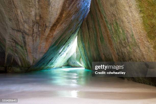 natural pool in a cave at the baths, virgin gorda - british virgin islands stock pictures, royalty-free photos & images