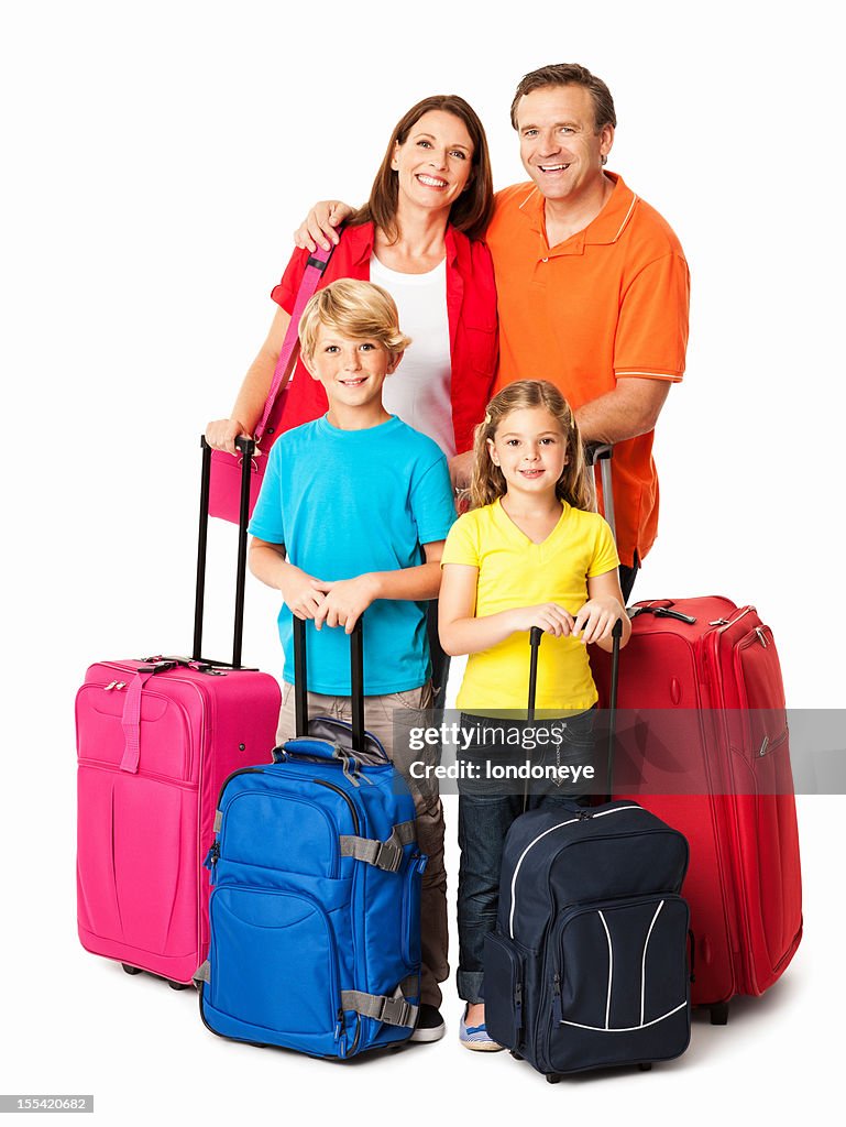 Happy Family Going For a Vacation - Isolated