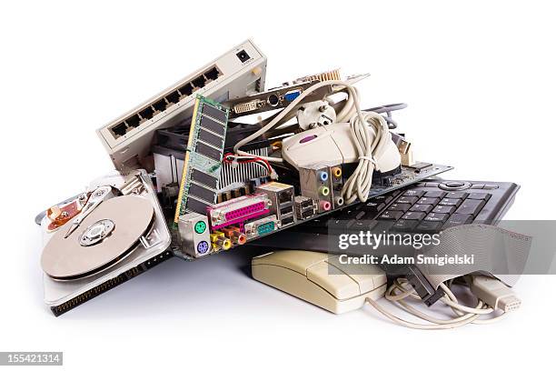 computer parts - garbage pile stock pictures, royalty-free photos & images