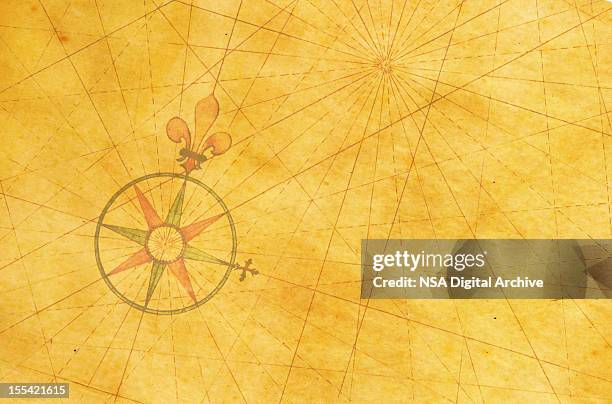 high resolution image of an old compass rose off-centered - vintage world map stock illustrations