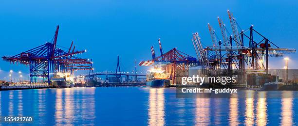 hamburg harbour container terminal - köhlbrandbrücke stock pictures, royalty-free photos & images