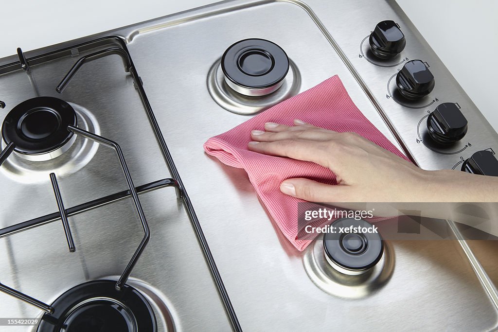 Cleaning set-top stove