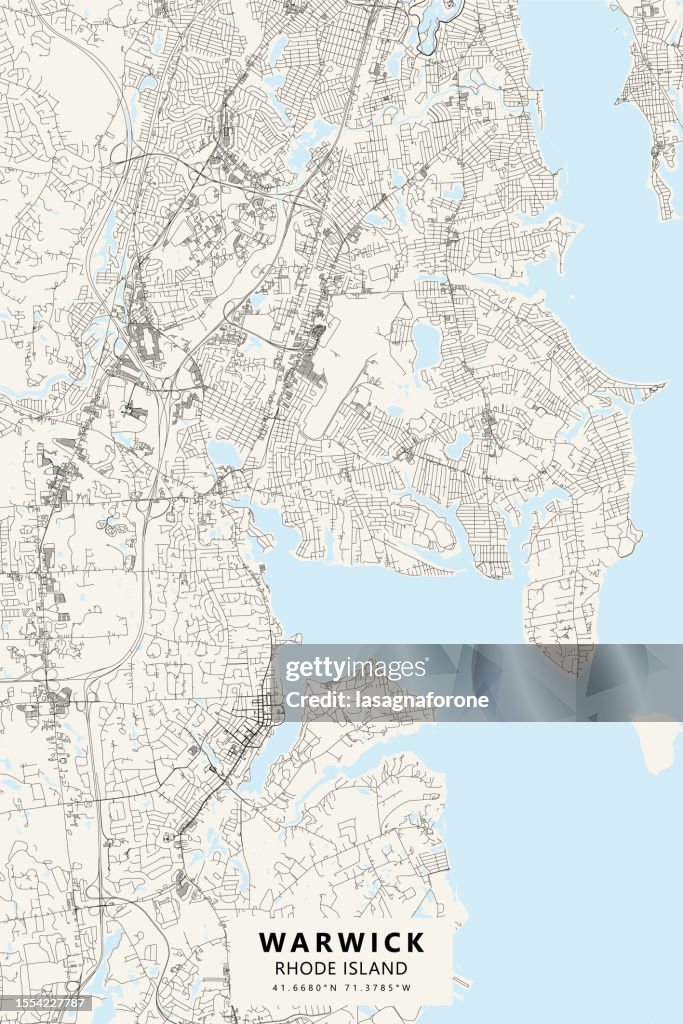 Warwick, Rhode Island, Stati Uniti Mappa vettoriale