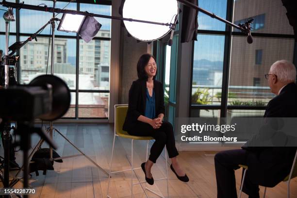 Deborah Liu, chief executive officer of Ancestry.com Inc., during an interview for an episode of "The David Rubenstein Show: Peer-to-Peer...