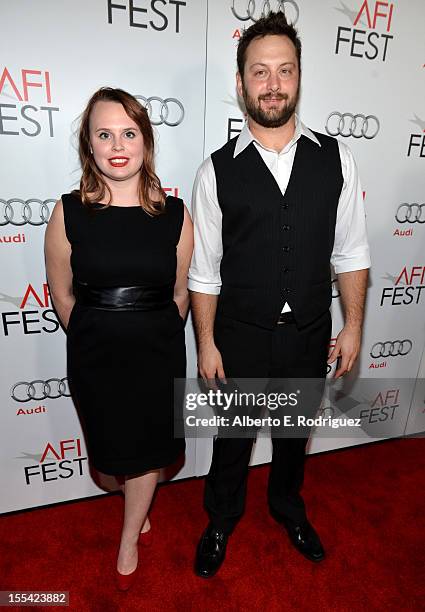 Producers Ashley Young and Kevin Clancy arrive at the "Holy Motors" special screening during the 2012 AFI Fest at Grauman's Chinese Theatre on...