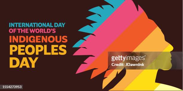 international day of the world's indigenous peoples banner design template - american indian headdress stock illustrations