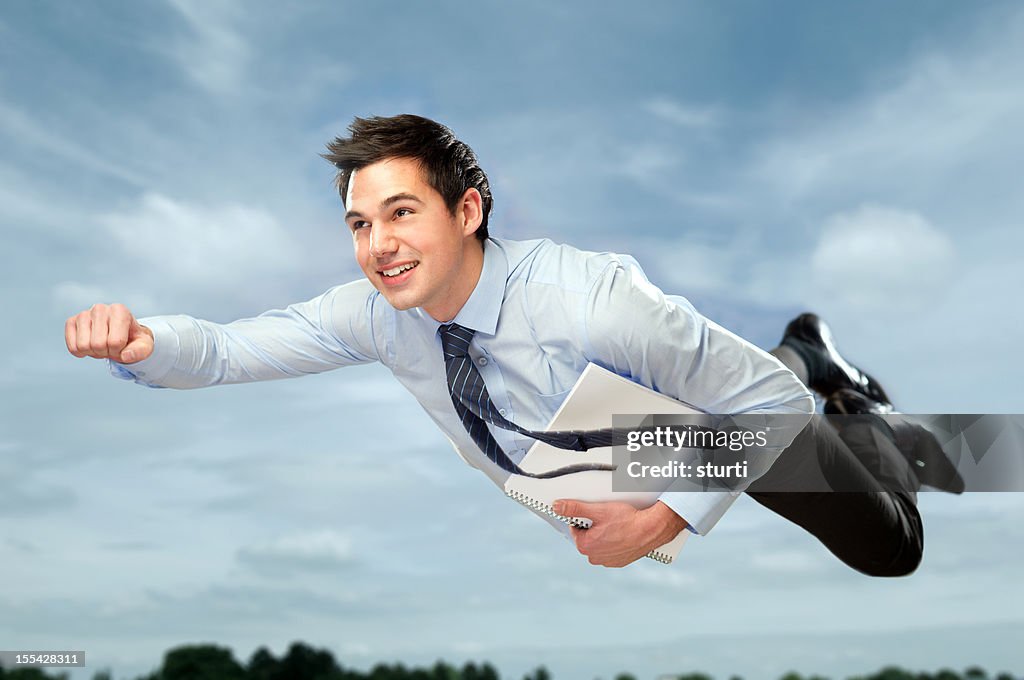 Flying businessman