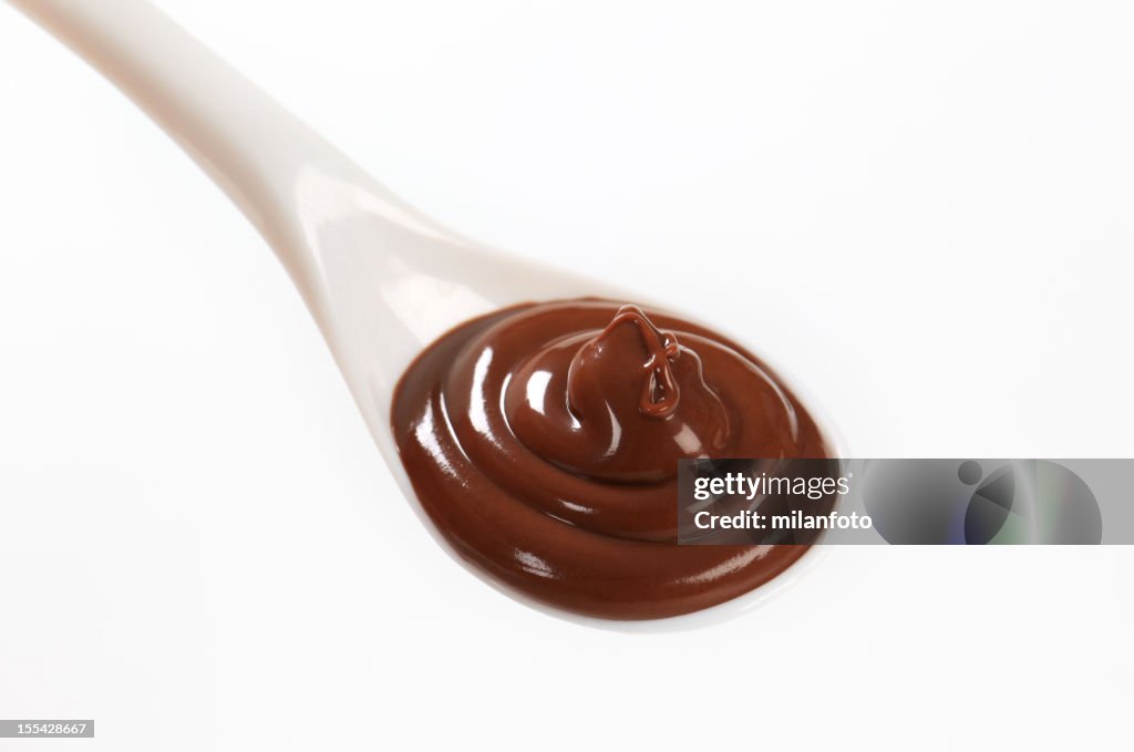 Spoon of chocolate mousse