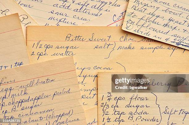 Old Recipe Note Old Recipe Cards Photos and Premium High Res Pictures - Getty Images