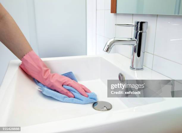 cleaning washbasin - disinfection service stock pictures, royalty-free photos & images