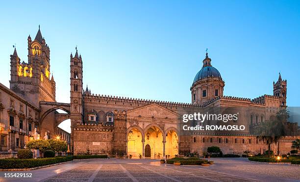 cattedrale di palermo, sicilia, italia di notte - cathedral foto e immagini stock