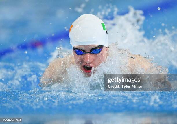 Maribor , Slovenia - 25 July 2023; Sean Donnellan of Ireland competes in the boys 200m butterfly semi-final during day two of the 2023 Summer...