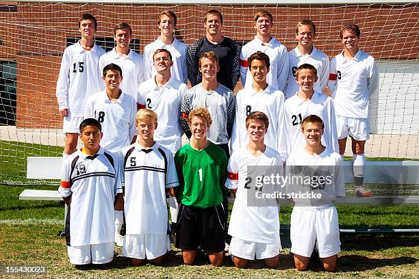 large goup formal photo of soccer team - sports team stock pictures, royalty-free photos & images