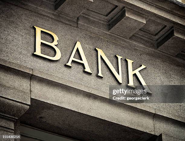 old fashioned bank-schild - kulturpeis stock-fotos und bilder