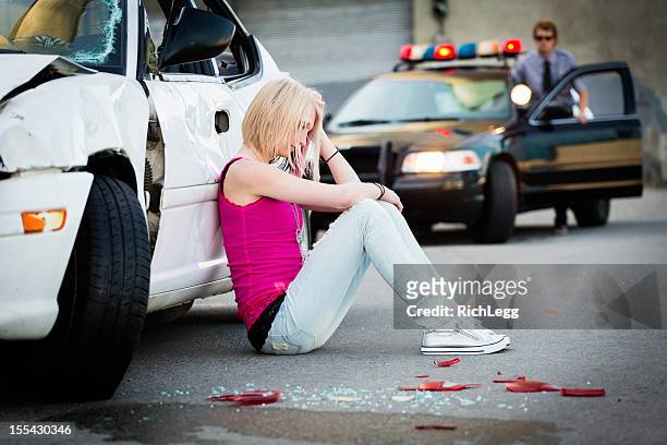 car accident - injured street stockfoto's en -beelden