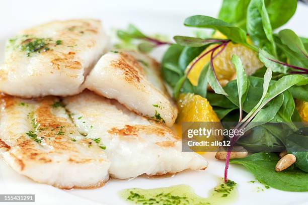 fish fillet - halibut stock pictures, royalty-free photos & images