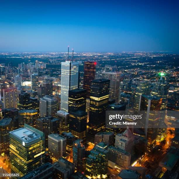 toronto city by night ontario canada - financial center stock pictures, royalty-free photos & images