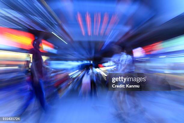 night crowds in the downtown area - future retail stock pictures, royalty-free photos & images