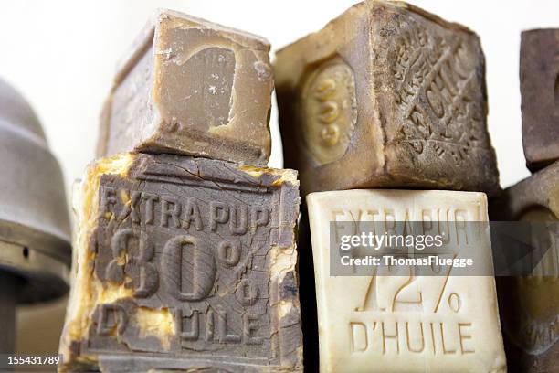 handmade soap from marseille - soap bar stock pictures, royalty-free photos & images