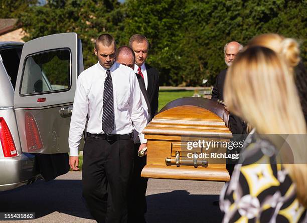 funeral pallbearers - hearse stockfoto's en -beelden