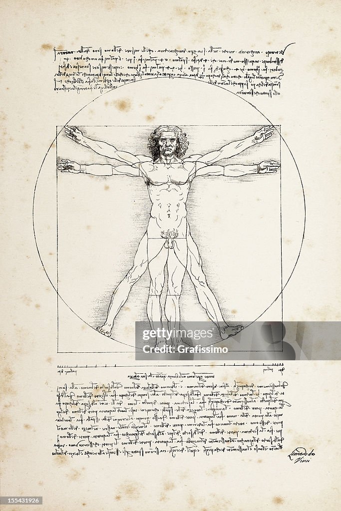 Vitruvian man painted by Leonardo da Vinci from 1492