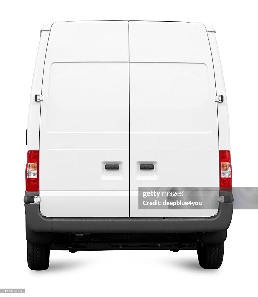 White Van from behind isolated