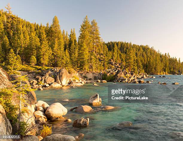 east shore lake tahoe sunset - northern nevada stock pictures, royalty-free photos & images