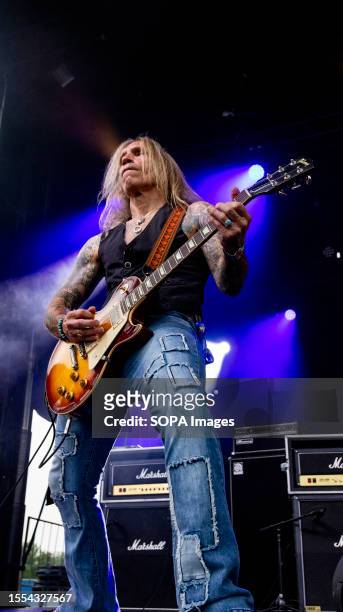 Guitarist Jack Frost performs with Aldo Nova on the Northlights Stage on day 3 of K-Days in Edmonton of it's 10 day run. Opening for Quiet Riot this...