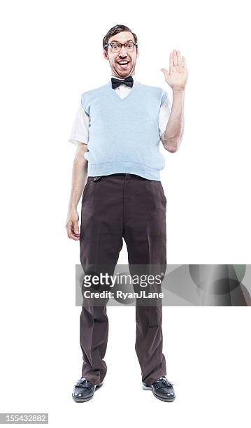 nerd student saying hi - ugly people stock pictures, royalty-free photos & images