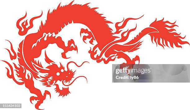 chinese dragon - dragon fire vector stock illustrations