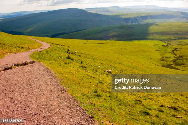 path to pen y fan and corn du hike, wales - du stock pictures, royalty-free photos & images